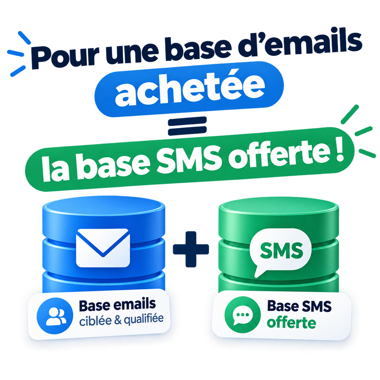 Pour une base d'emails achet&eacute;e, 
votre base SMS est offerte !